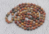 GMN448 Hand-knotted 8mm, 10mm picasso jasper 108 beads mala necklaces