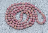 GMN450 Hand-knotted 8mm, 10mm pink wooden fossil jasper 108 beads mala necklaces