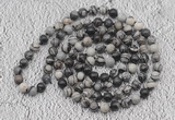 GMN457 Hand-knotted 8mm, 10mm black water jasper 108 beads mala necklaces