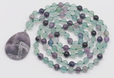 GMN4603 Hand-knotted 8mm, 10mm fluorite 108 beads mala necklace with pendant