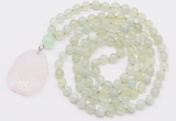 GMN4616 Hand-knotted 8mm, 10mm New jade 108 beads mala necklace with pendant