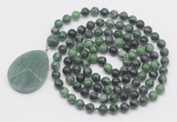 GMN4627 Hand-knotted 8mm, 10mm ruby zoisite 108 beads mala necklace with pendant