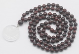 GMN4674 Hand-knotted 8mm, 10mm brecciated jasper 108 beads mala necklace with pendant