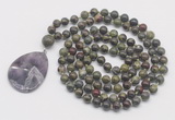 GMN4679 Hand-knotted 8mm, 10mm dragon blood jasper 108 beads mala necklace with pendant