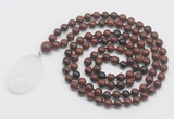 GMN4690 Hand-knotted 8mm, 10mm mahogany obsidian 108 beads mala necklace with pendant