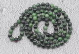 GMN471 Hand-knotted 8mm, 10mm ruby zoisite 108 beads mala necklaces