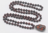 GMN4856 Hand-knotted 8mm, 10mm brecciated jasper 108 beads mala necklace with pendant