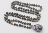 GMN4866 Hand-knotted 8mm, 10mm dragon blood jasper 108 beads mala necklace with pendant