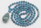 GMN4877 Hand-knotted 8mm, 10mm apatite 108 beads mala necklace with pendant