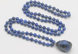 GMN4878 Hand-knotted 8mm, 10mm lapis lazuli 108 beads mala necklace with pendant