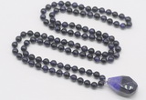 GMN4884 Hand-knotted 8mm, 10mm purple tiger eye 108 beads mala necklace with pendant