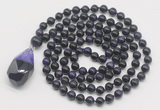 GMN4885 Hand-knotted 8mm, 10mm purple tiger eye 108 beads mala necklace with pendant