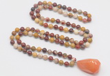 GMN4890 Hand-knotted 8mm, 10mm mookaite 108 beads mala necklace with pendant