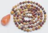 GMN4891 Hand-knotted 8mm, 10mm mookaite 108 beads mala necklace with pendant