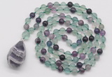 GMN4903 Hand-knotted 8mm, 10mm fluorite 108 beads mala necklace with pendant