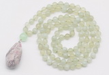 GMN4917 Hand-knotted 8mm, 10mm New jade 108 beads mala necklace with pendant