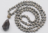 GMN4921 Hand-knotted 8mm, 10mm dalmatian jasper 108 beads mala necklace with pendant