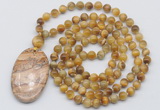 GMN5073 Hand-knotted 8mm, 10mm golden tiger eye 108 beads mala necklace with pendant