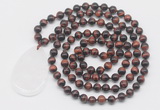 GMN5099 Hand-knotted 8mm, 10mm red tiger eye 108 beads mala necklace with pendant