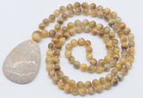 GMN5101 Hand-knotted 8mm, 10mm golden tiger eye 108 beads mala necklace with pendant