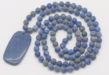 GMN5130 Hand-knotted 8mm, 10mm matte lapis lazuli 108 beads mala necklace with pendant