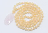 GMN5160 Hand-knotted 8mm, 10mm honey jade 108 beads mala necklace with pendant