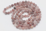 GMN521 Hand-knotted 8mm, 10mm purple strawberry quartz 108 beads mala necklaces