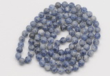 GMN525 Hand-knotted 8mm, 10mm blue spot stone 108 beads mala necklaces