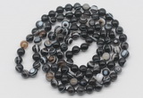 GMN536 Hand-knotted 8mm, 10mm black banded agate 108 beads mala necklaces