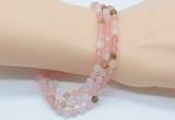 GMN5502 Hand-knotted 6mm matte volcano cherry quartz 108 beads mala necklaces