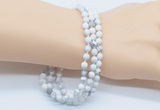 GMN5505 Hand-knotted 6mm matte white howlite 108 beads mala necklaces