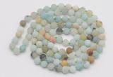 GMN5507 Hand-knotted 6mm matte amazonite 108 beads mala necklaces