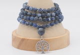 GMN5807 Hand-knotted 6mm matter sodalite 108 beads mala necklaces with charm