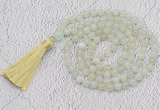 GMN59 Hand-knotted 8mm candy jade 108 beads mala necklace with tassel