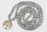 GMN6032 Knotted 8mm, 10mm labradorite 108 beads mala necklace with charm