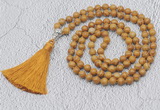 GMN606 Hand-knotted 8mm, 10mm wooden jasper 108 beads mala necklaces with tassel