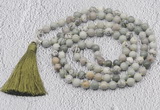 GMN610 Hand-knotted 8mm, 10mm artistic jasper 108 beads mala necklaces with tassel