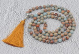 GMN612 Hand-knotted 8mm, 10mm serpentine jasper 108 beads mala necklaces with tassel