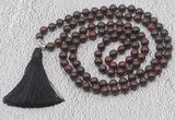 GMN615 Hand-knotted 8mm, 10mm brecciated jasper 108 beads mala necklaces with tassel