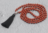 GMN616 Hand-knotted 8mm, 10mm red jasper 108 beads mala necklaces with tassel