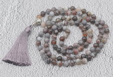 GMN619 Hand-knotted 8mm, 10mm Botswana agate 108 beads mala necklaces with tassel