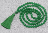 GMN62 Hand-knotted 8mm candy jade 108 beads mala necklace with tassel