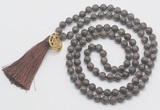 GMN6233 Knotted 8mm, 10mm rainbow labradorite 108 beads mala necklace with tassel & charm