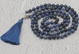 GMN631 Hand-knotted 8mm, 10mm sodalite 108 beads mala necklaces with tassel