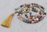 GMN632 Hand-knotted 8mm, 10mm colorfull gemstone 108 beads mala necklaces with tassel