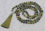 GMN636 Hand-knotted 8mm, 10mm Canadian jade 108 beads mala necklaces with tassel