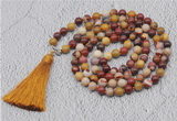 GMN637 Hand-knotted 8mm, 10mm mookaite 108 beads mala necklaces with tassel