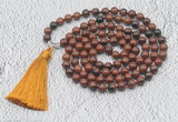 GMN638 Hand-knotted 8mm, 10mm mahogany obsidian 108 beads mala necklaces with tassel