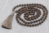 GMN641 Hand-knotted 8mm, 10mm bronzite 108 beads mala necklaces with tassel