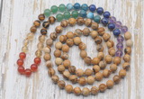 GMN6425 Hand-knotted 7 Chakra 8mm, 10mm picture jasper 108 beads mala necklaces